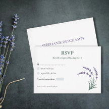 Cartão de RSVP de Casamento Simples Lavanda