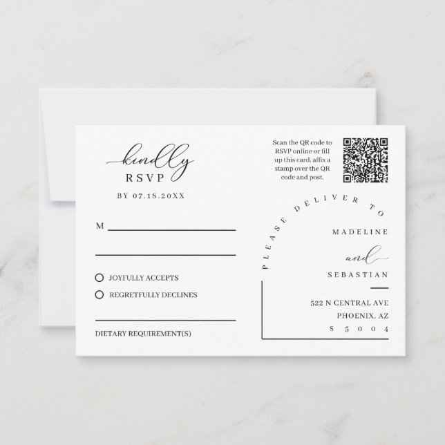 Cartão de RSVP de casamento verde esmeralda Postca (Frente)