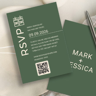 Cartão de RSVP de casamento vietnamita moderno com