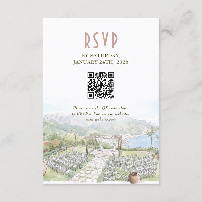 Cartão de RSVP de Casamento Villa Eva Ravello com  (Frente)
