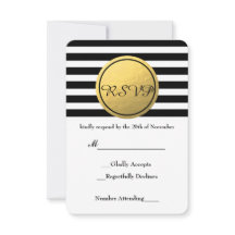 Cartão de RSVP de Círculo de Folha Dourada Listrad