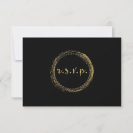 Cartão de RSVP de Círculo de Glamour Moderno com F