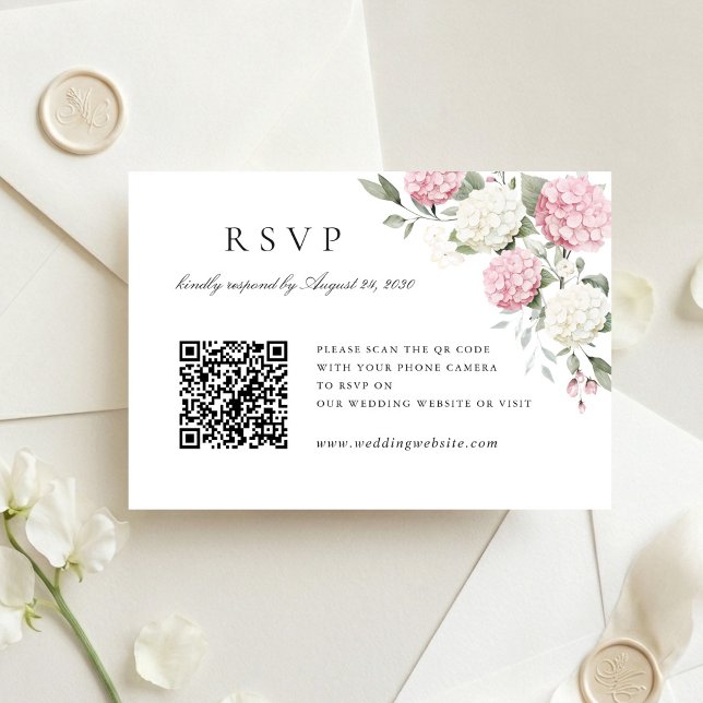 Cartão de RSVP de Código QR de Casamento com Hortê (Criador carregado)