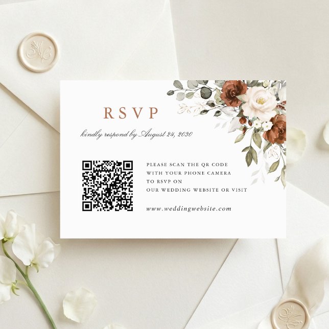 Cartão de RSVP de Código QR de Casamento com Verdu (Criador carregado)