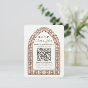 Cartão de RSVP de Código QR de Casamento de Vidro