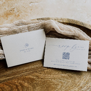 Cartão de RSVP de Código QR de Casamento Minimalis