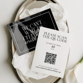 Cartão de RSVP de Código QR de Foto Preto e Branco