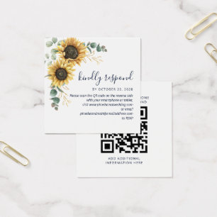 Cartão de RSVP de Código QR de Girassol de Eucalip