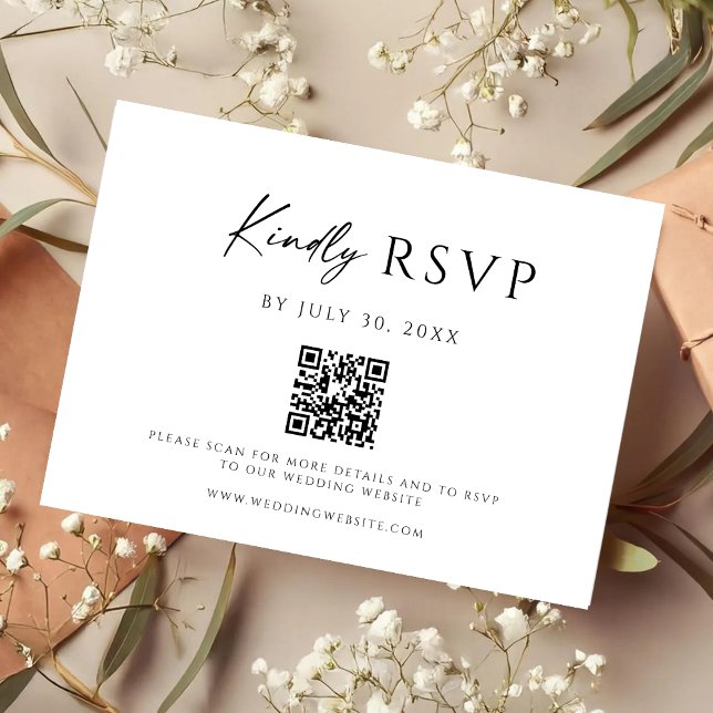 Cartão de RSVP de Código QR de Site Moderno (Criador carregado)