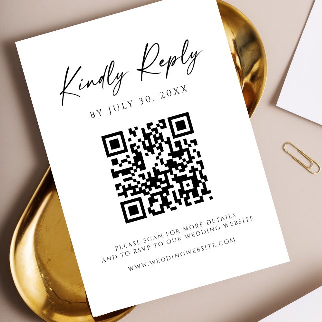 Cartão de RSVP de Código QR de Site Moderno (Criador carregado)