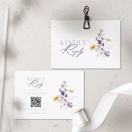 Cartão de RSVP de Código QR Floral Elegante