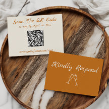 Cartão de RSVP de Código QR para Casamento Minimal