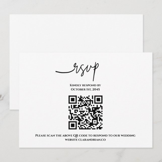 Cartão de RSVP de Código QR Simplesmente (Frente/Verso)