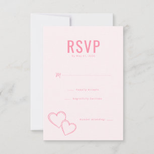 Cartão de RSVP de Coração Rosa Elegante