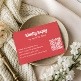 Cartão de RSVP de Coral Moderno com Código QR