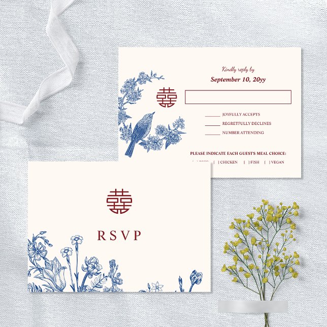 cartão de RSVP de escolha de comida de casamento c (MaMagpie Chinese Wedding Food Choice RSVP card)