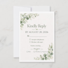 Cartão de RSVP de Eucalipto Salvia Personalizado