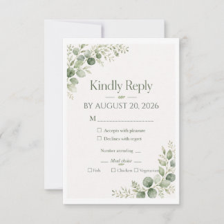 Cartão de RSVP de Eucalipto Salvia Personalizado