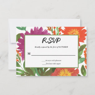 Cartão de RSVP de Flor de Aquarela