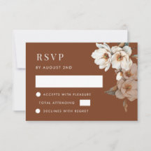Cartão de RSVP de Flor de Terracota Marfim em Aqua