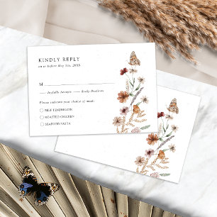Cartão de RSVP de Flor Silvestre Boho Rústico