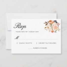 cartão de RSVP de floral outono dourado com aguare