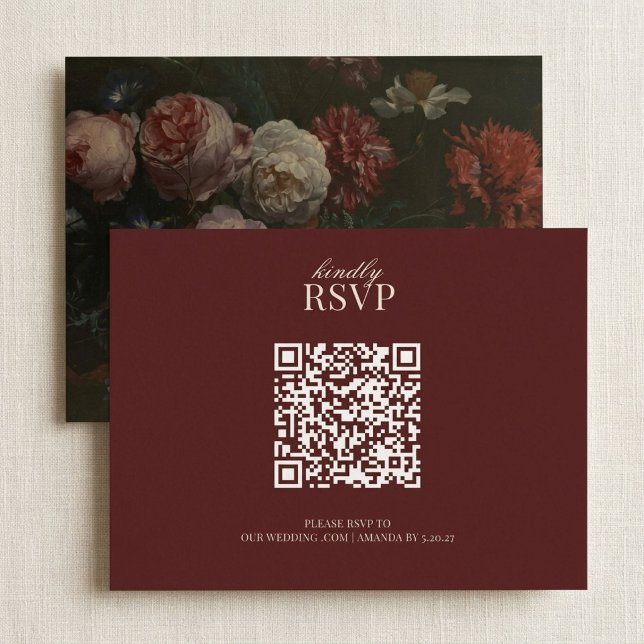 Cartão de RSVP de Floral Temperamental com Código  (Criador carregado)