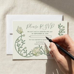Cartão de RSVP de flores art nouveau bonitas