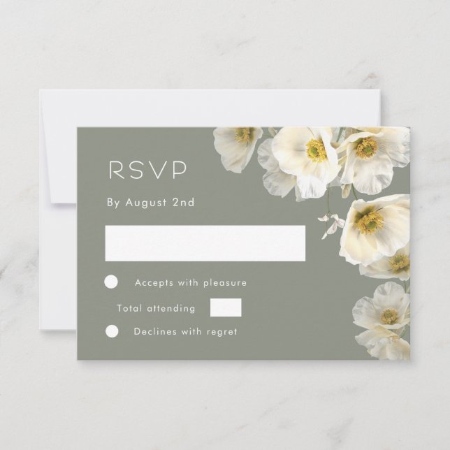 Cartão de RSVP de Flores Transparentes Brancas (Frente)