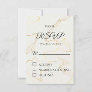 Cartão de RSVP de Folha de Ouro Minimalista Casa