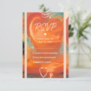 Cartão de RSVP de Formatura de Enfermagem Golden H