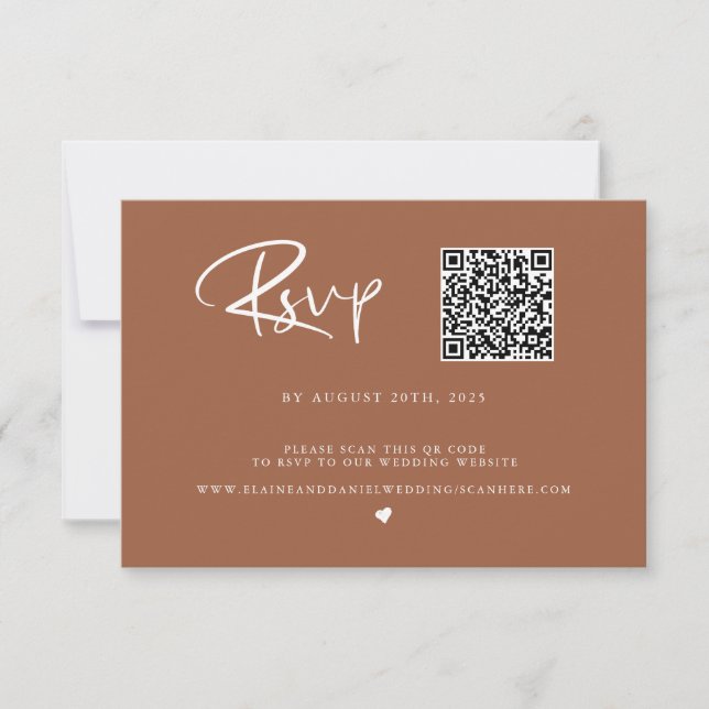 Cartão de RSVP de Foto Código QR Terra Cotta (Frente)