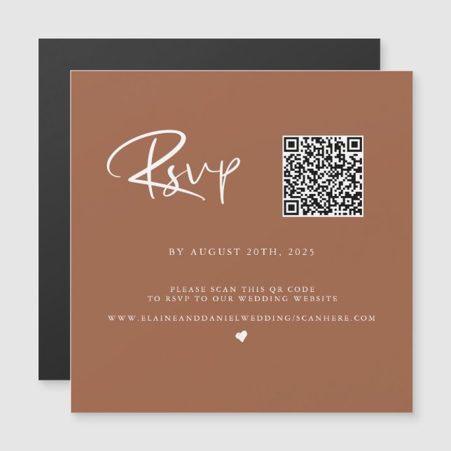 Cartão de RSVP de Foto em Terracota com QR Code (Frente/Verso)