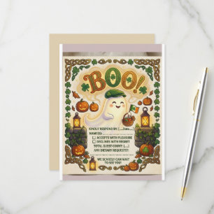 Cartão de RSVP de Halloween do Dia de São Patrício
