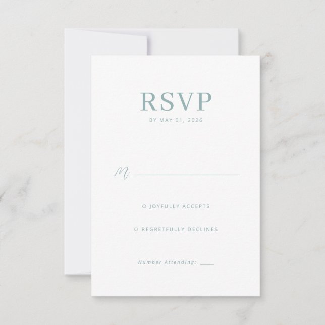 Cartão de RSVP de Hortelã Elegante (Frente)