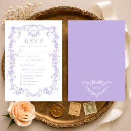 Cartão de RSVP de Jantar de Casamento Lilás Roxo V