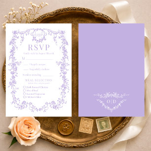Cartão de RSVP de Jantar de Casamento Lilás Roxo V