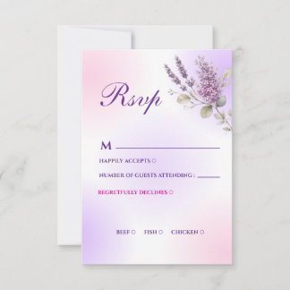 Cartão de RSVP de Lavanda Roxa Elegante