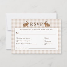 Cartão de RSVP de Lebres da Floresta Bege
