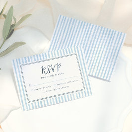 Cartão de RSVP de Listras Azuis Caprichosas e Retr