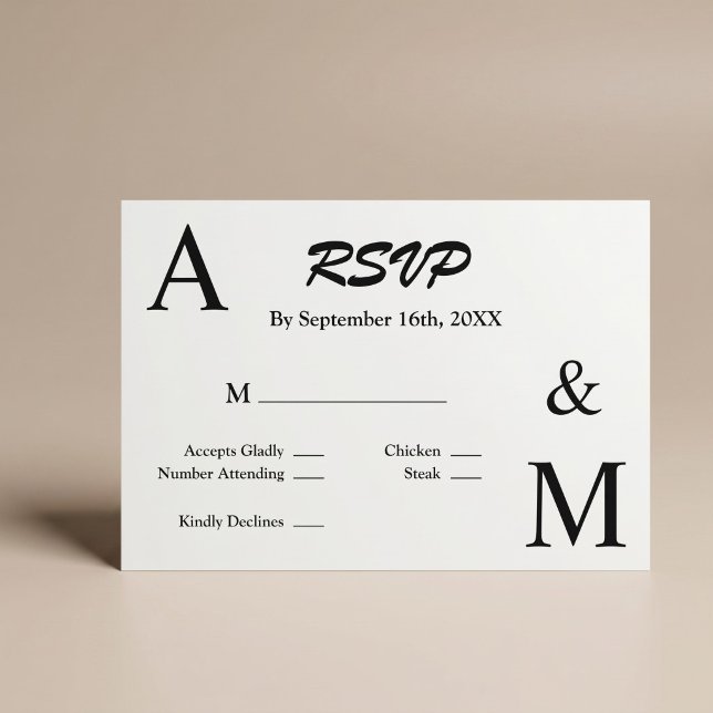 Cartão de RSVP de Monograma com Tipografia Minimal (Criador carregado)