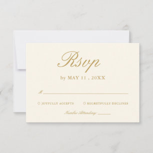 Cartão de RSVP de Noiva Elegante em Marfim Antigo