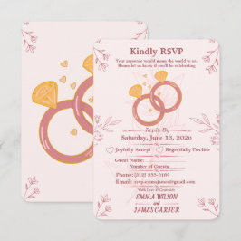 Cartão de RSVP de Noivado Floral Blush Editável