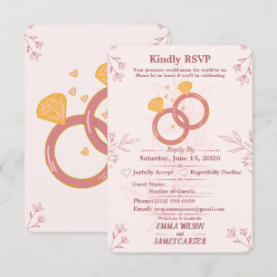 Cartão de RSVP de Noivado Floral Blush Editável