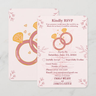 Cartão de RSVP de Noivado Floral Blush Editável