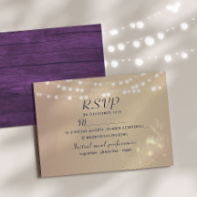 Cartão de RSVP de Noivado Rústico com Luzes