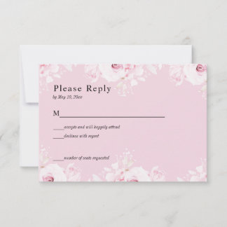 Cartão de RSVP de Rosas Românticas Rosa Elegante