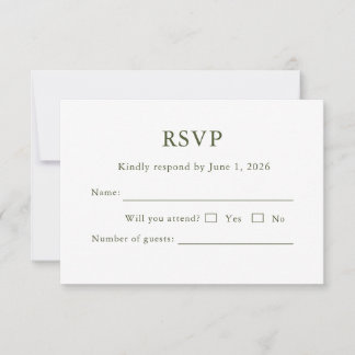 Cartão de RSVP de script clássico moderno elegante