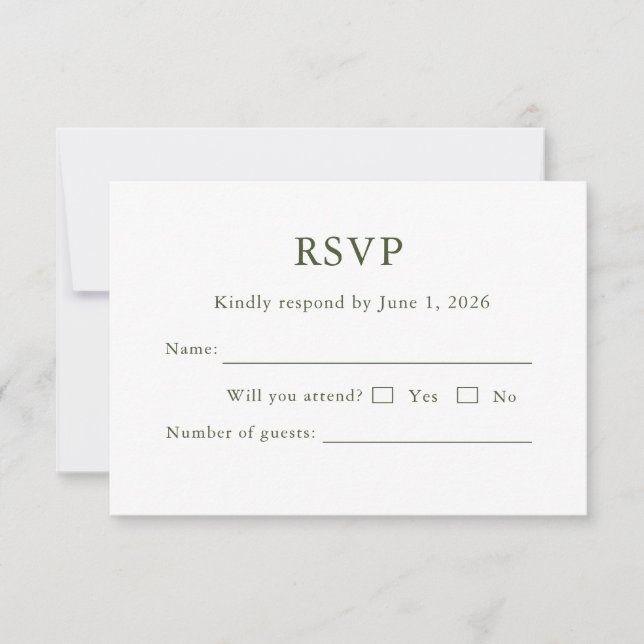 Cartão de RSVP de script clássico moderno elegante (Frente)