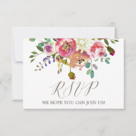 Cartão de RSVP de Site de Buquê de Aquarela Simple